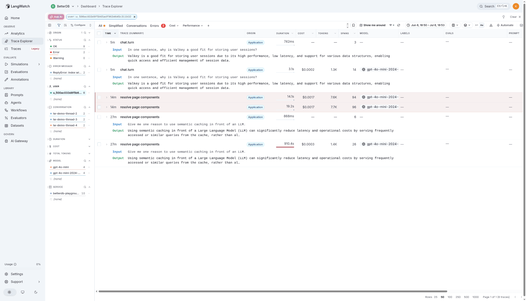 One trace, two layers: OpenTelemetry between your LLM app and your cache